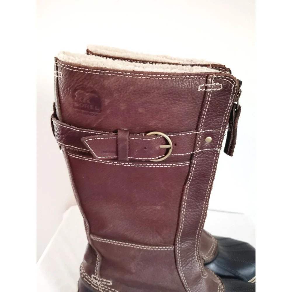 Sorel Brown Leather Rubber Duck Hunting Waterproof Winter Snow Boots Women 7.5